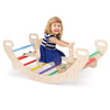 Multicolor 4-in-1 multifunctional wooden climbing toy with a rocker, designed for safe play and skill development.