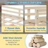 Detail of the 3-in-1 twin loft bed showing protective handrails and sturdy plywood slats for mattress support.