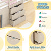 Beige 3-in-1 twin loft bed with slide, featuring three practical storage drawers for clothes and toys.