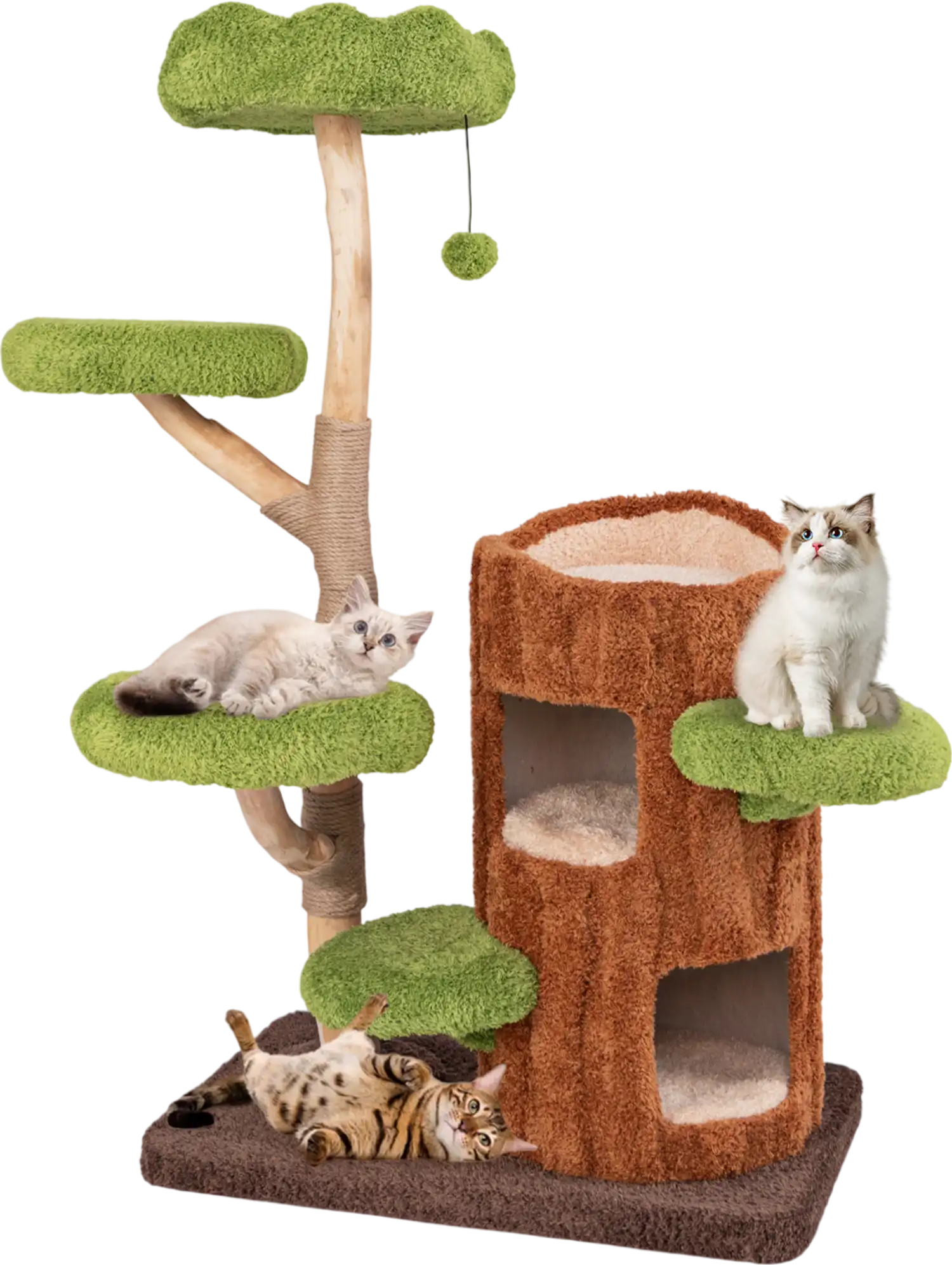 Costway Multi-Level Cat Tree Condo Scratcher Double Decker Cat House Sisal Panel Brown 498521763 New
