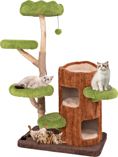 Costway Multi-Level Cat Tree Condo Scratcher Double Decker Cat House Sisal Panel Brown 498521763 New