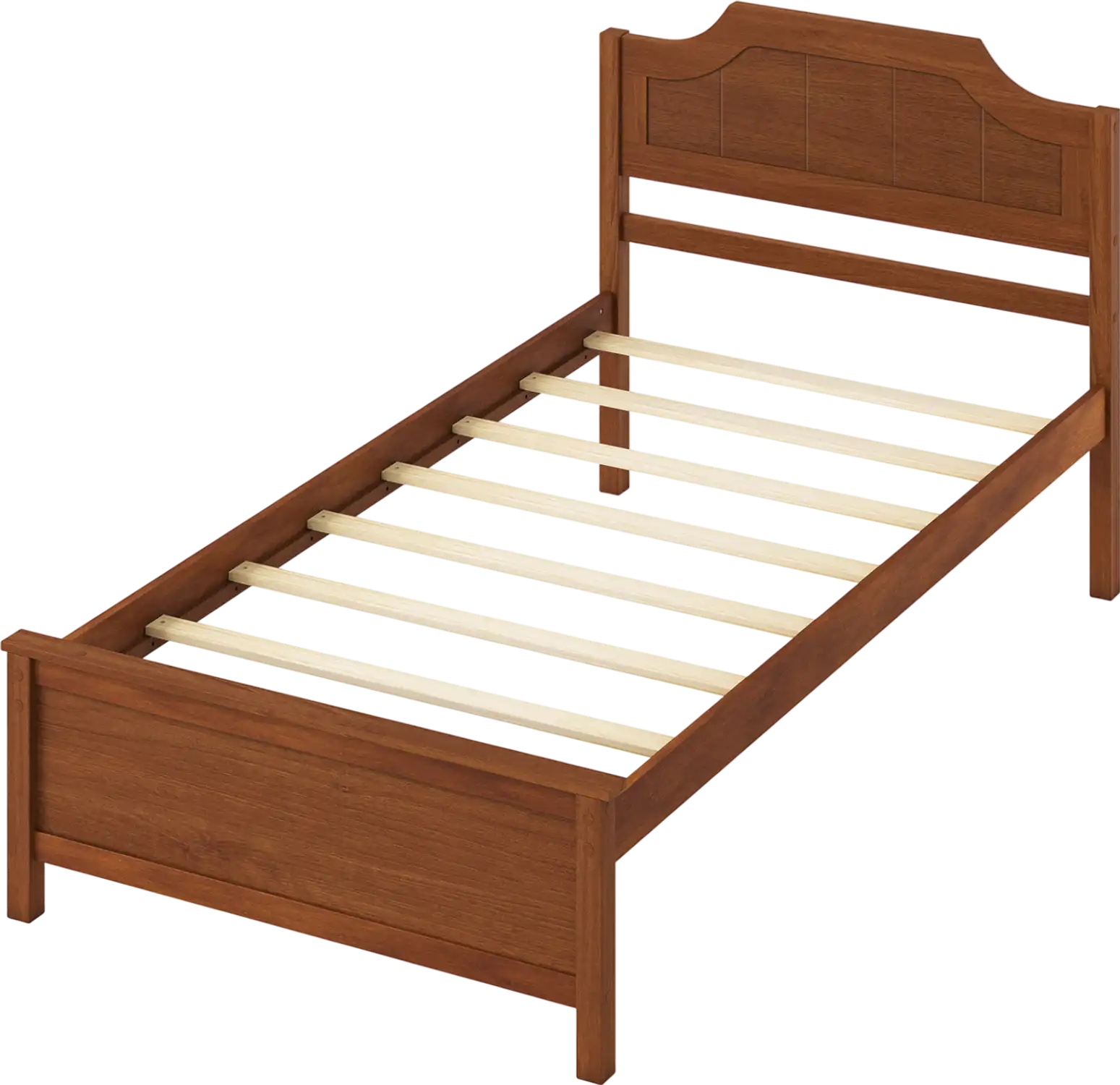 Costway Solid Wood Platform Bed Frame with Headboard Walnut 88725691 New