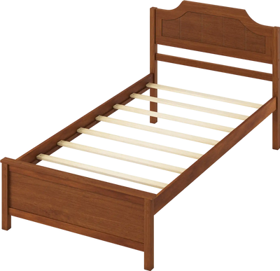 Costway Solid Wood Platform Bed Frame with Headboard Walnut 88725691 New