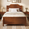 Multiple Size Solid Wood Platform Bed Frame with Headboard in Walnut-Twin Size - Gallery View 1 of 10