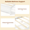 Solid wood platform bed frame in white with a sturdy headboard and 8 plywood slats for reliable mattress support.