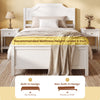 Solid wood platform bed frame in white with headboard, designed for twin size mattresses under 6 inches, offers stability and storage.