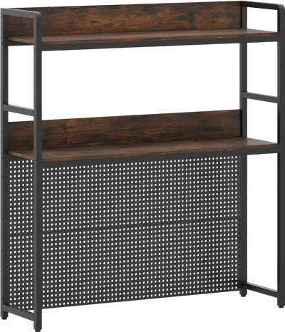 Costway 2-Tier Desktop Bookshelf Pegboard Monitor Stand for up to 32