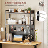 2-tier rustic brown desktop bookshelf with pegboard, designed for monitors up to 32", featuring anti-tipping kits for.