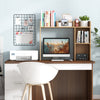 3-tier multipurpose desk bookshelf in natural finish with computer monitor, organized shelves, and anti-toppling.