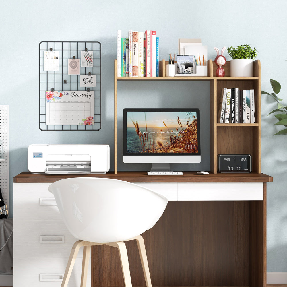 3-Tier Multipurpose Desk Bookshelf with 4 Shelves-Natural - Gallery View 1 of 10
