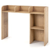3-tier multipurpose desk bookshelf in natural finish with 4 shelves, designed for computer organization and safety.