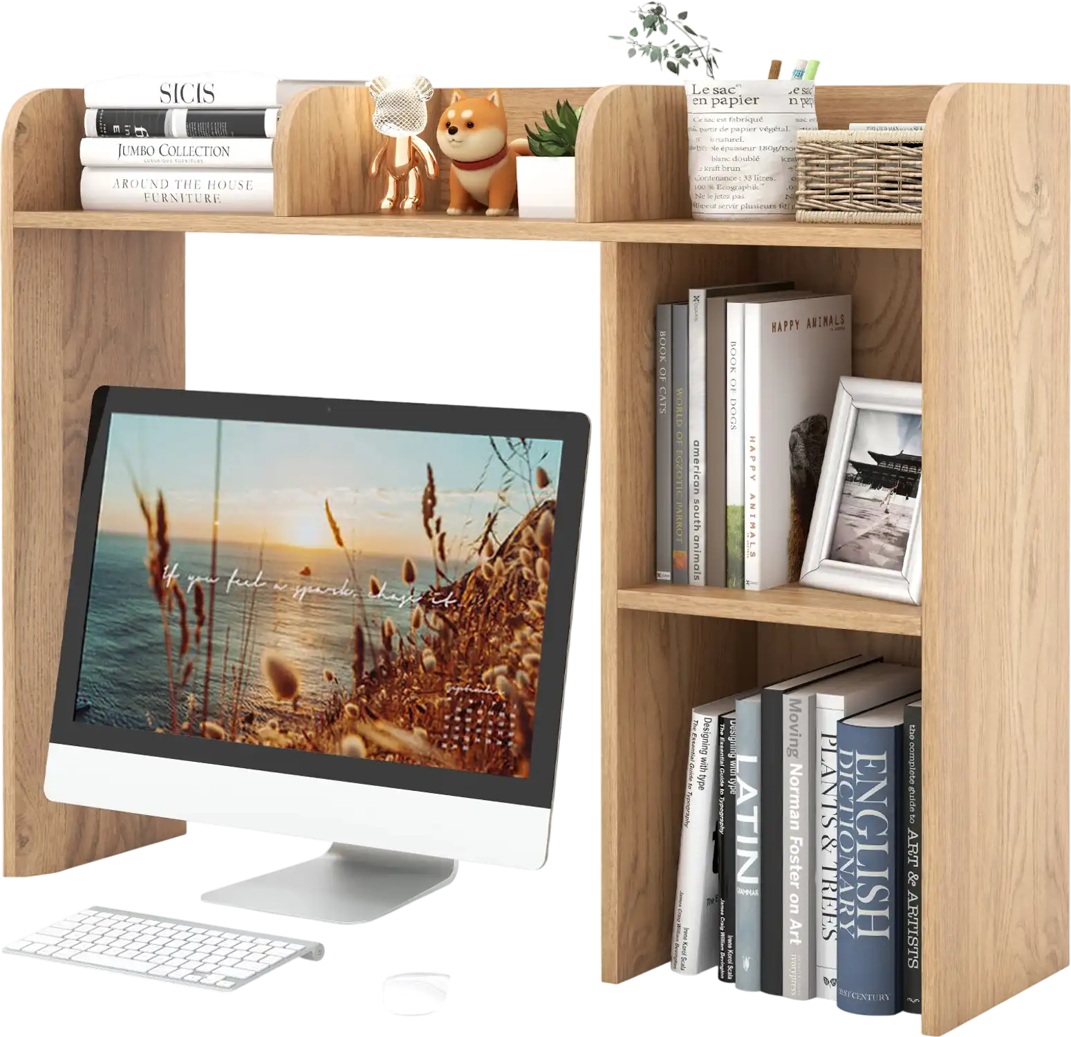 Costway 3-Tier Multipurpose Desk Bookshelf 4 Shelves 26751984 New