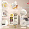 Multipurpose toy chest and bookshelf in gray with mobile trolley, featuring side bookshelves and secure design for.