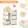 Multipurpose gray toy chest and bookshelf with mobile trolley, featuring storage bins and safety features for kids'.