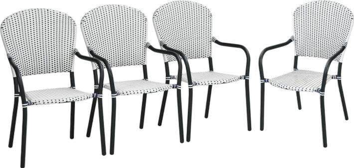 Costway Patio Furniture Set 4 Piece Stackable Wicker Dining Chairs with Armrests New