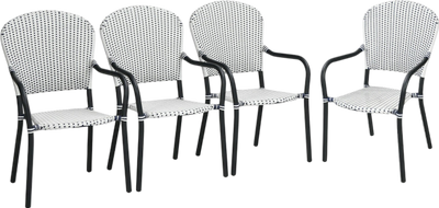 Costway Patio Furniture Set 4 Piece Stackable Wicker Dining Chairs with Armrests New