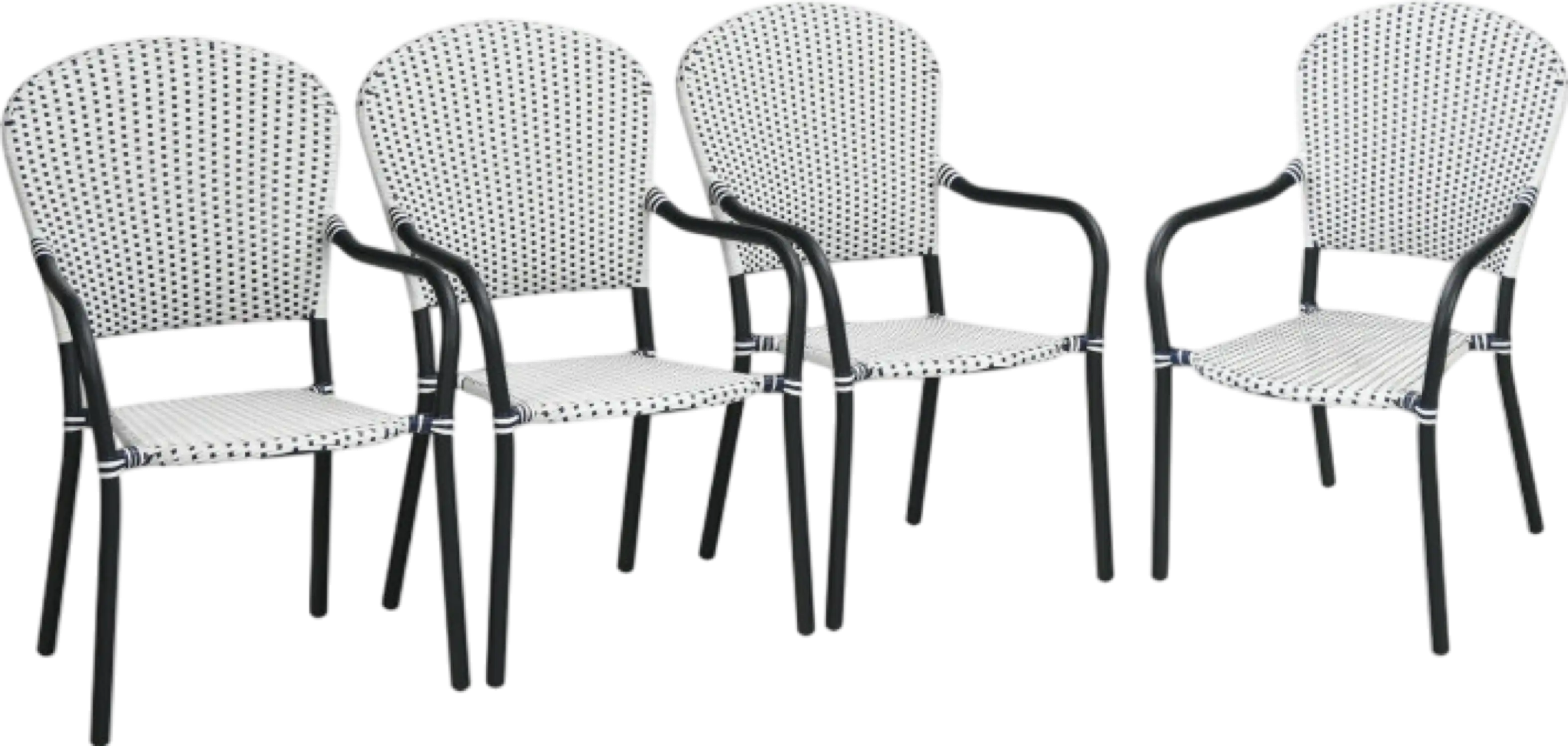 Costway Patio Furniture Set 4 Piece Stackable Wicker Dining Chairs with Armrests New