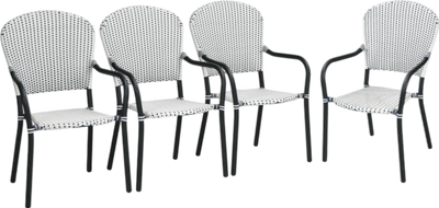 Costway Patio Furniture Set 4 Piece Stackable Wicker Dining Chairs with Armrests New