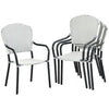 Costway Patio Furniture Set 4 Piece Stackable Wicker Dining Chairs with Armrests New