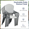 Costway Patio Furniture Set 4 Piece Stackable Wicker Dining Chairs with Armrests New