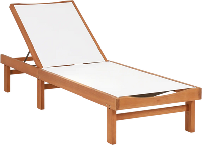 Costway Chaise Lounge Chair Outdoor Wood 5 Position Adjustable Back New