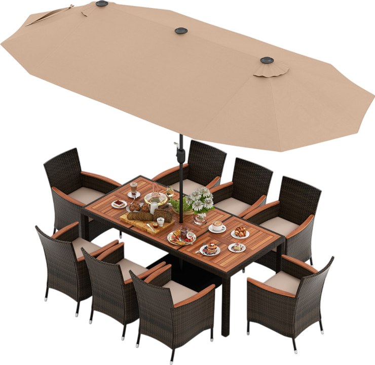 Costway Patio Furniture 10 PCS Outdoor Dining Set with 15