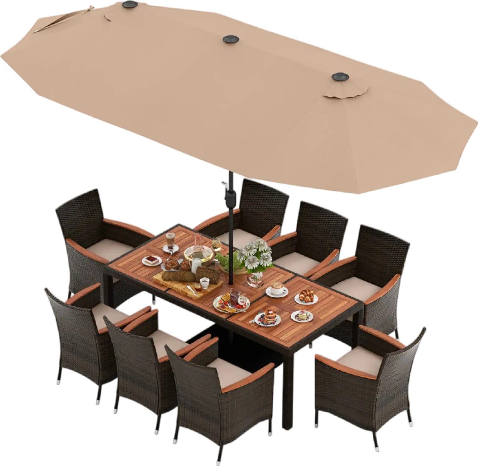 Costway Patio Furniture 10 PCS Outdoor Dining Set with 15