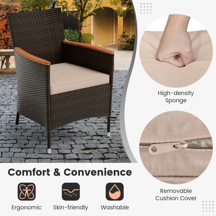 Costway Patio Furniture 10 PCS Outdoor Dining Set with 15" Umbrella and Wicker Chairs New