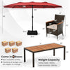 Costway Patio Furniture 10 PCS Outdoor Dining Set with 15" Umbrella and Wicker Chairs New