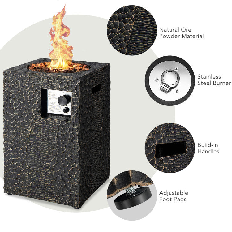 Costway Fire Pit 16" Propane Heater 30,000 BTU with Lava Rocks and Waterproof Cover New