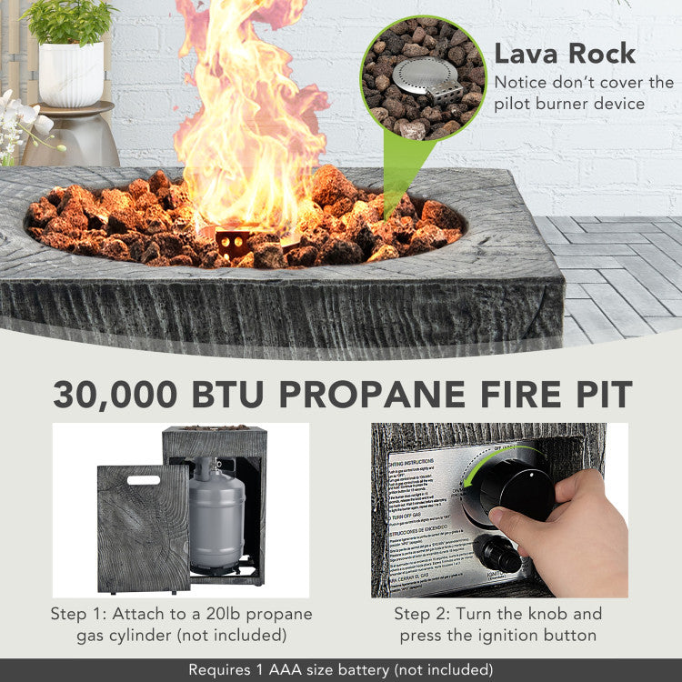 Costway Fire Pit 16" Propane Heater 30,000 BTU with Lava Rocks and Waterproof Cover New