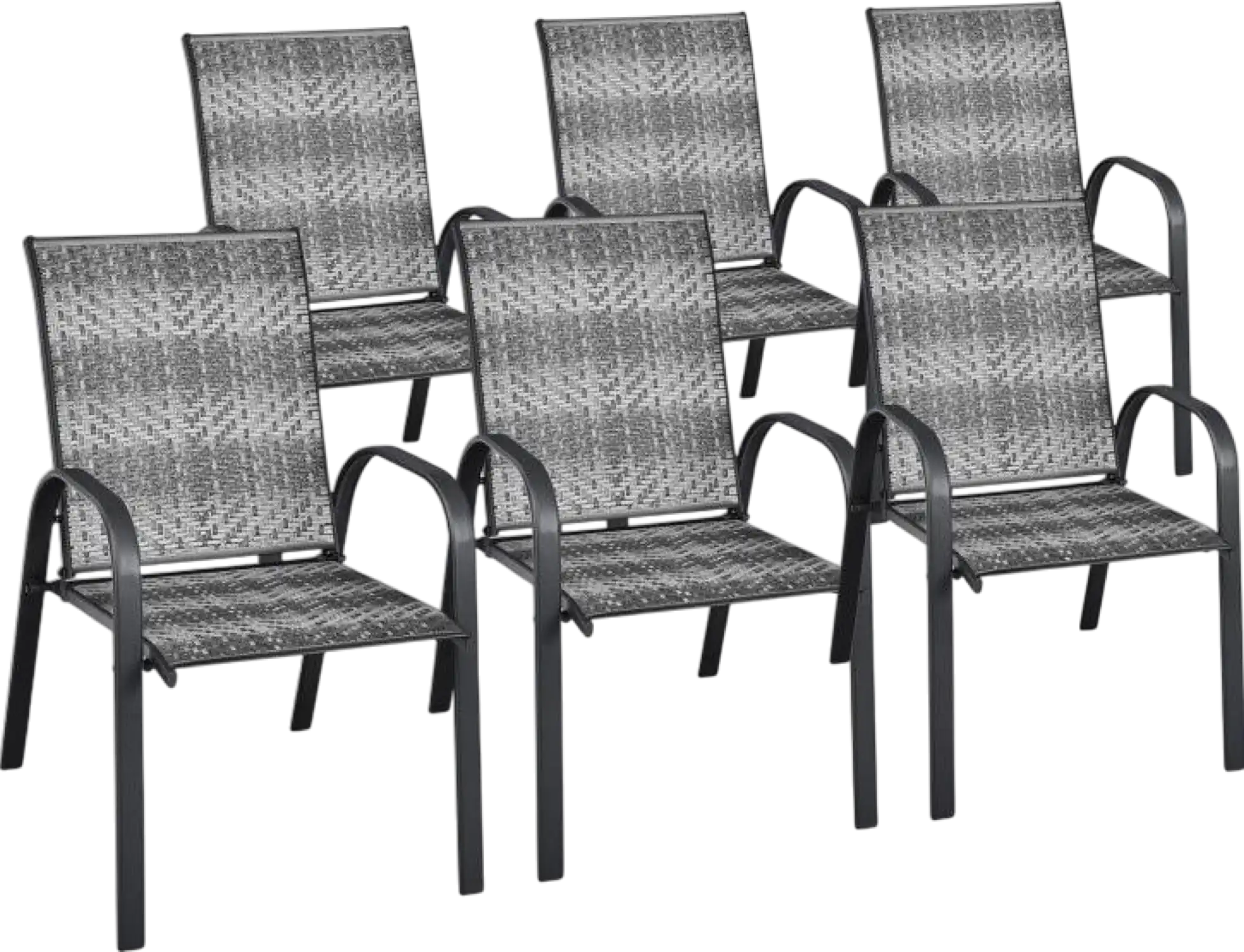 Costway Patio Furniture 6 Piece Wicker Stackable Chairs Set with Sturdy Steel New