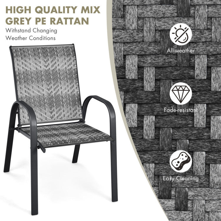Costway Patio Furniture 6 Piece Wicker Stackable Chairs Set with Sturdy Steel New