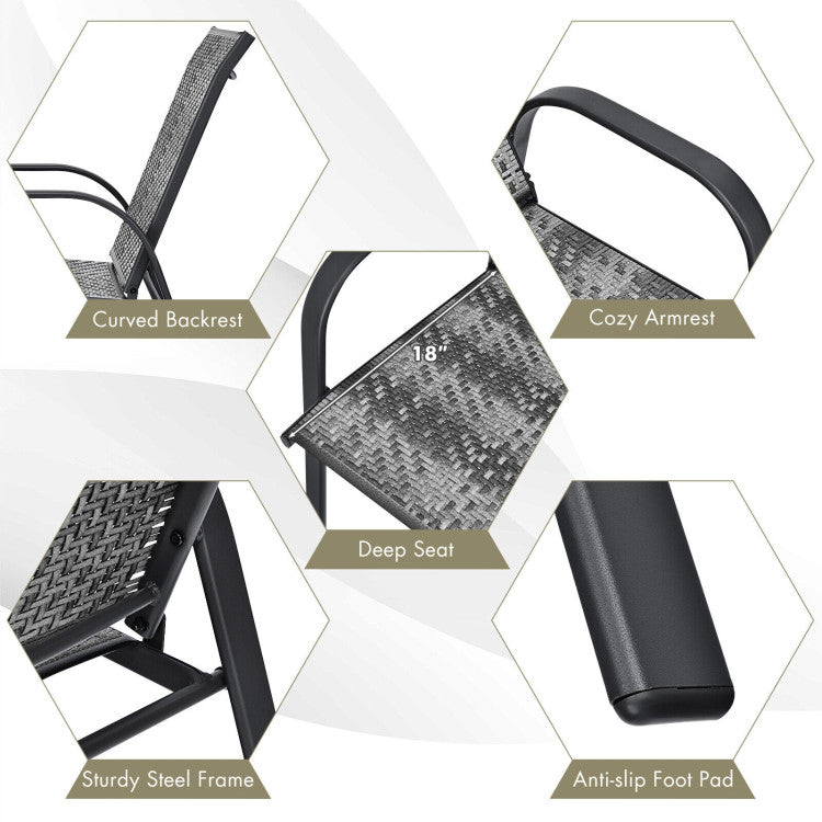 Costway Patio Furniture 6 Piece Wicker Stackable Chairs Set with Sturdy Steel New