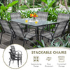 Costway Patio Furniture 6 Piece Wicker Stackable Chairs Set with Sturdy Steel New