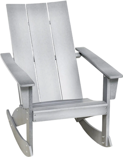 Costway Adirondack Rocking Chair Curved Back Gray 24137685 New
