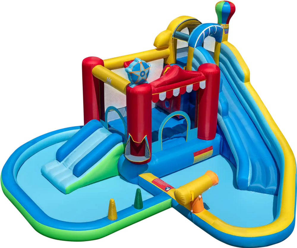 Inflatable Water Park with Splash Pool and Water Cannon for Birthday Party Without Blower