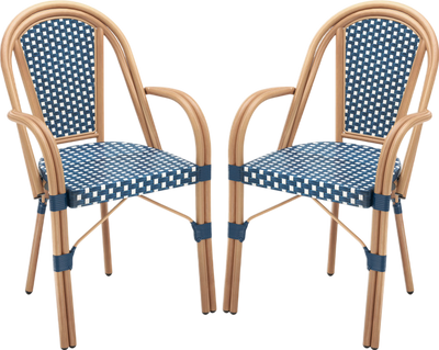 Costway Patio Furniture Bistro Chairs Set French Style PE Wicker New