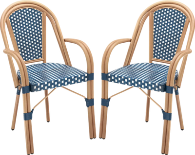Costway Patio Furniture Bistro Chairs Set French Style PE Wicker 856132497 New