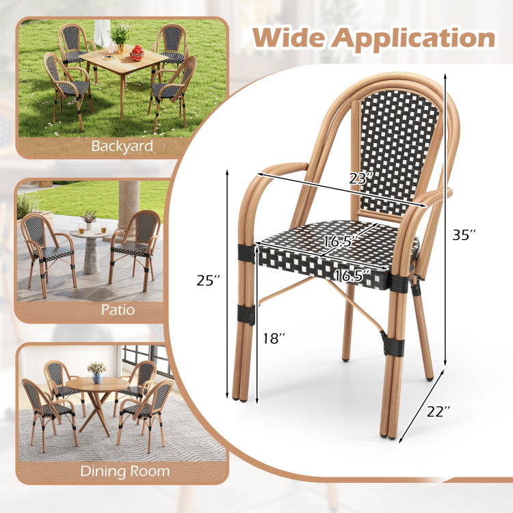 Costway Patio Furniture Bistro Chairs Set French Style PE Wicker New