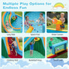 Inflatable water slide park featuring a long slide, splash pool, climbing wall, and water cannon for endless outdoor.