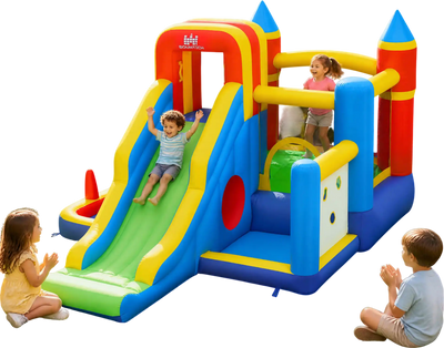 Costway 7-in-1 Bouncy Castle Bounce House w/ Slide Ball Pit Basketball Hoop 22336133 New
