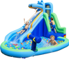Hippo-themed inflatable water slide includes vibrant colors and safe design, perfect for hours of outdoor play and excitement.