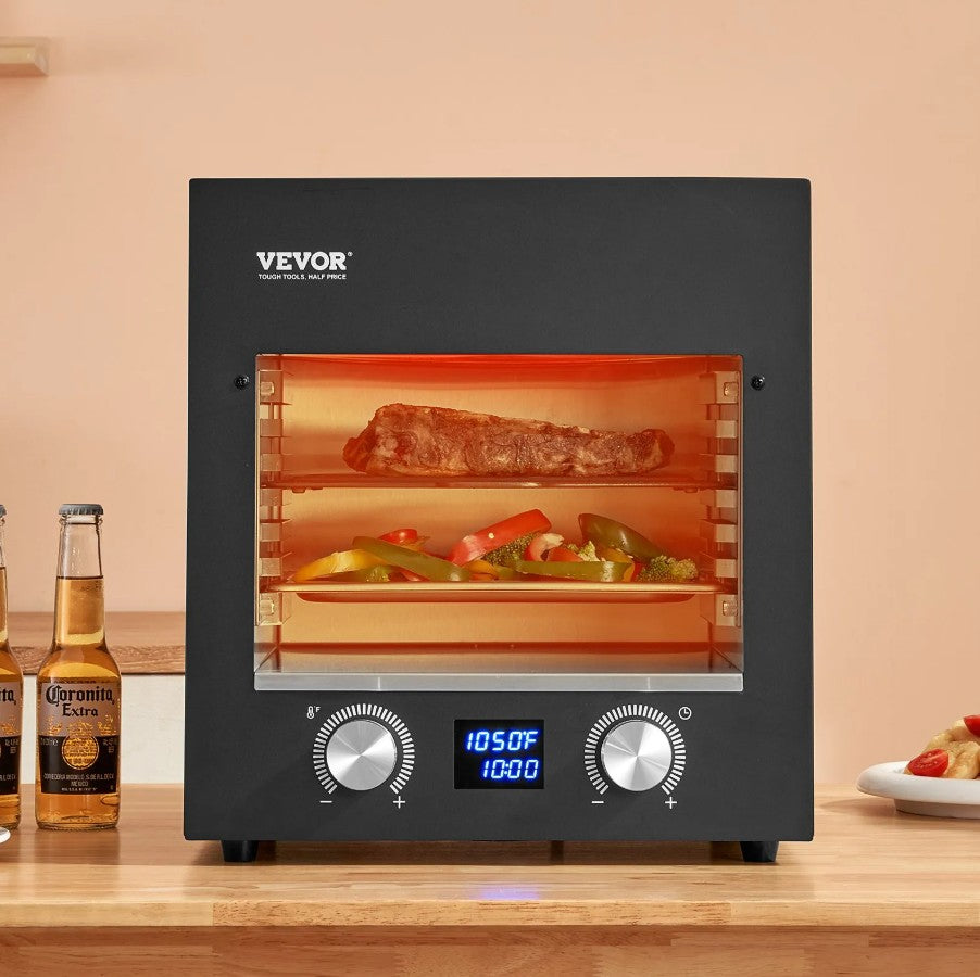 Vevor Infrared Electric Steak Grill 1800W with 6-Tier Rack and Timer Control New