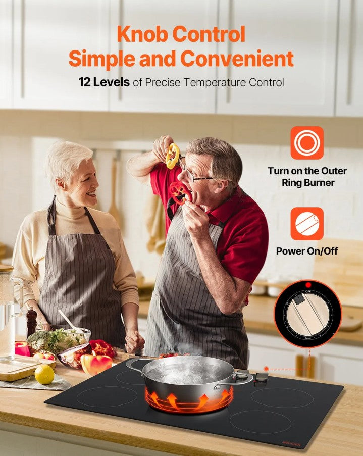 Vevor Built-In Electric Induction Cooktop 5-Burner 9200W Multi-Zone with Safety Features New