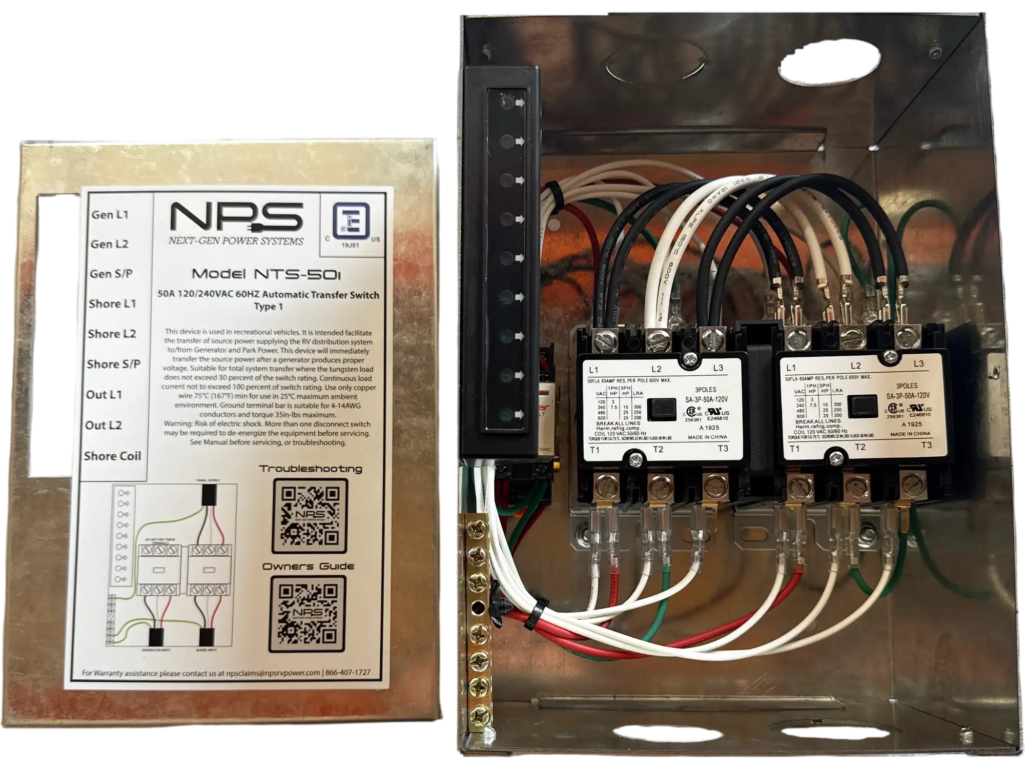 NPS RV Automatic Transfer Switch 50A 120/240V NTS-50i New