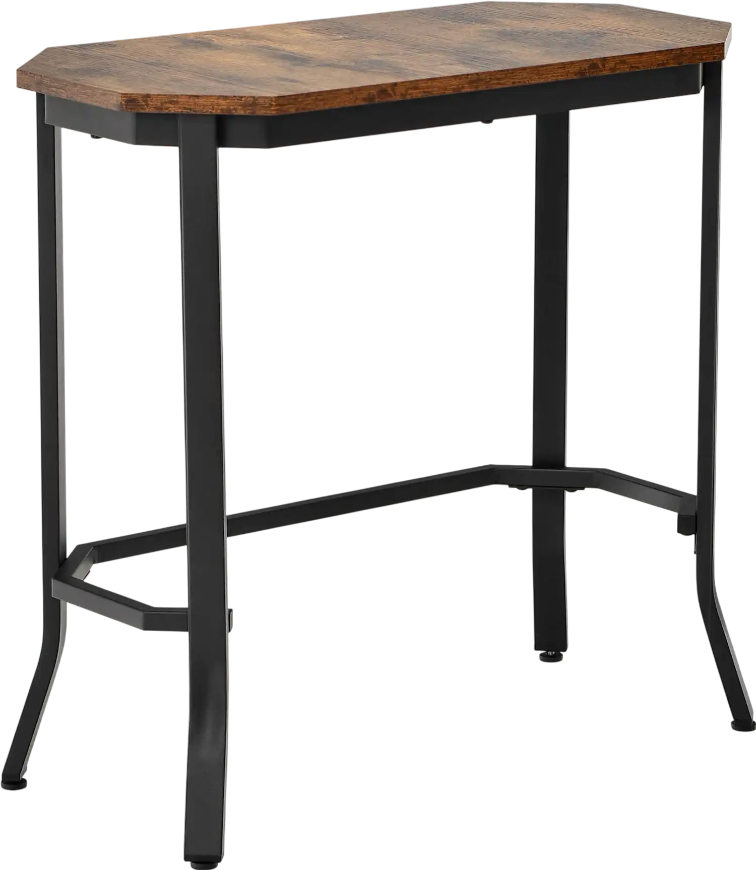 Costway Narrow End Side Table Rustic Wood Grain Steel Frame 27149508 New