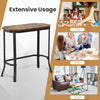 Narrow end table with rustic wood grain and stable steel frame, ideal for living room, bedroom, or entryway use.