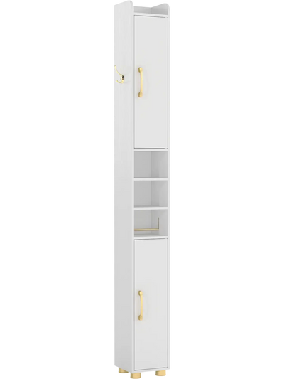 Costway Narrow Bathroom Storage Cabinet Open Shelves Toilet Paper Holder 62368397 New