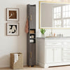 Narrow Bathroom Storage Cabinet with Open Shelves and Toilet Paper Holder-Gray - Gallery View 1 of 10
